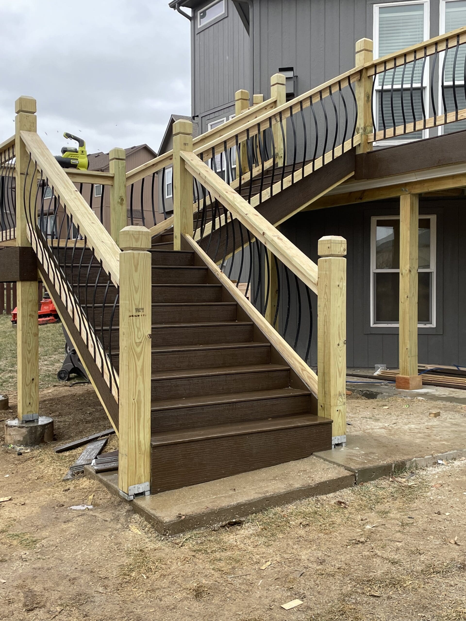 Deck restoration construction in progress, Shawnee KS